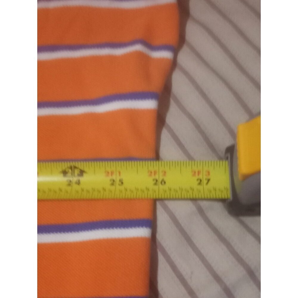 Polo Ralph Lauren Polo Shirt Mens 2XL Orange Blue White Striped Short Sleeve - Picture 11 of 12